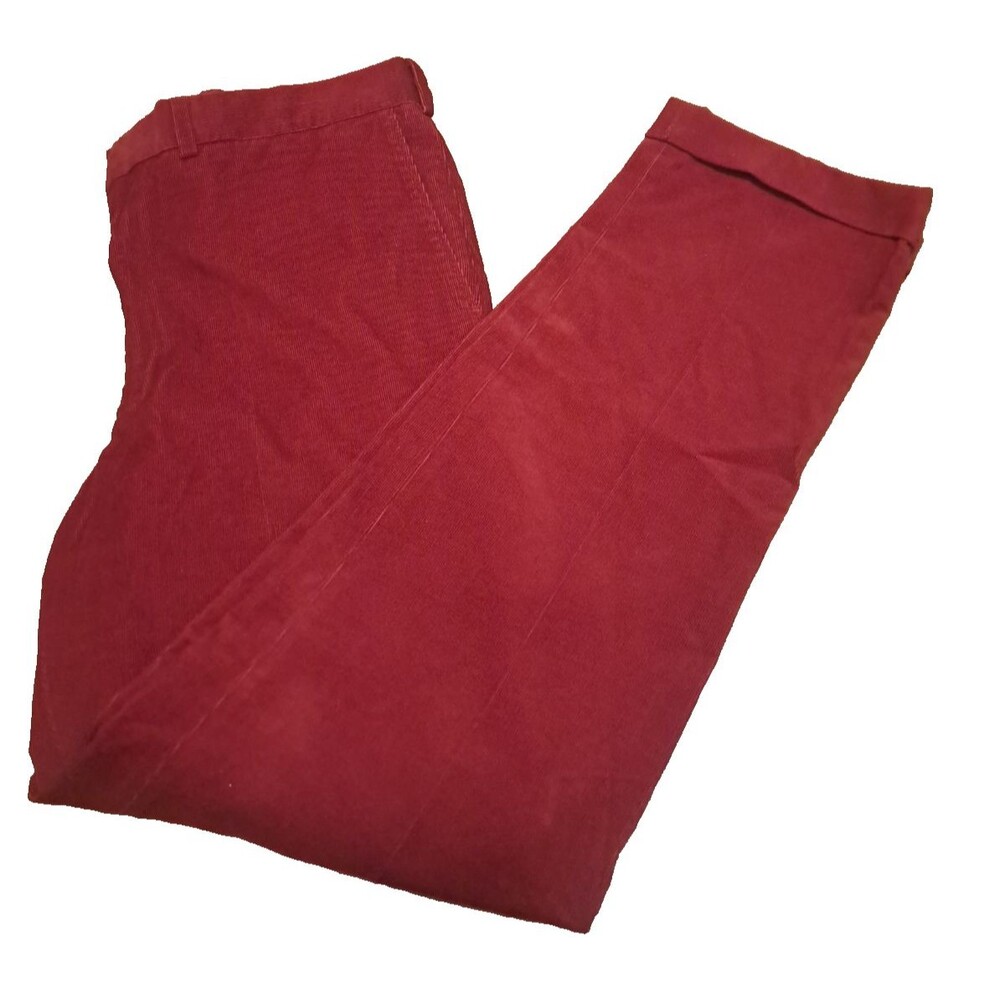 NEW Mens Lands End Corduroy Pants Currant Red 36x32 Tailored Fit Cotton NWOT